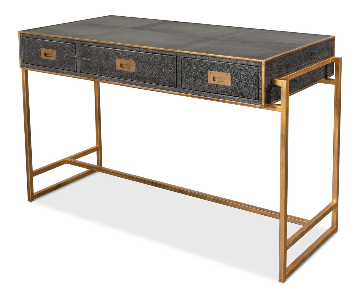 Sarreid Grey Leather Shagreen Desk