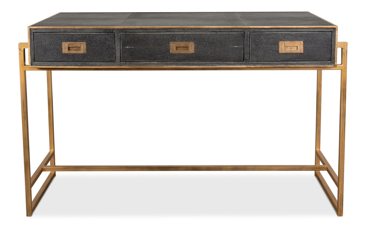 Sarreid Grey Leather Shagreen Desk