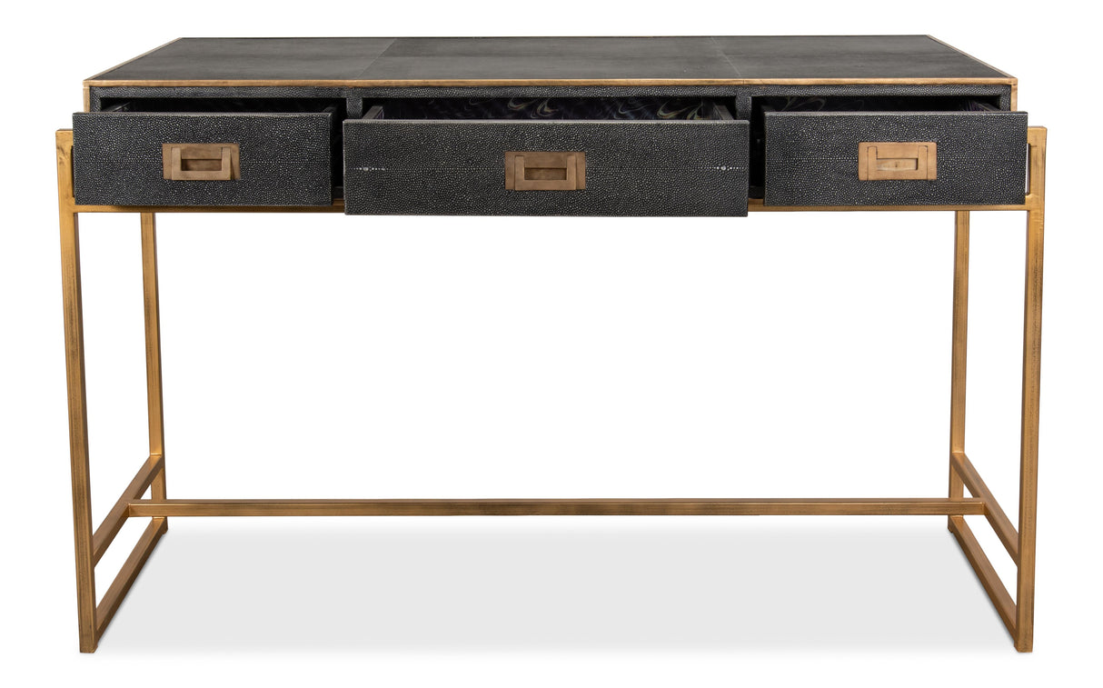 Sarreid Grey Leather Shagreen Desk