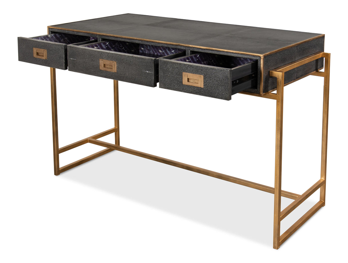 Sarreid Grey Leather Shagreen Desk