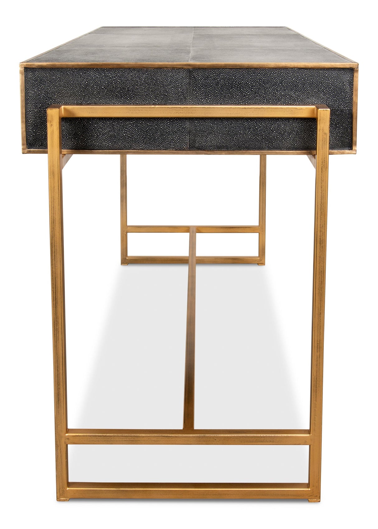 Sarreid Grey Leather Shagreen Desk