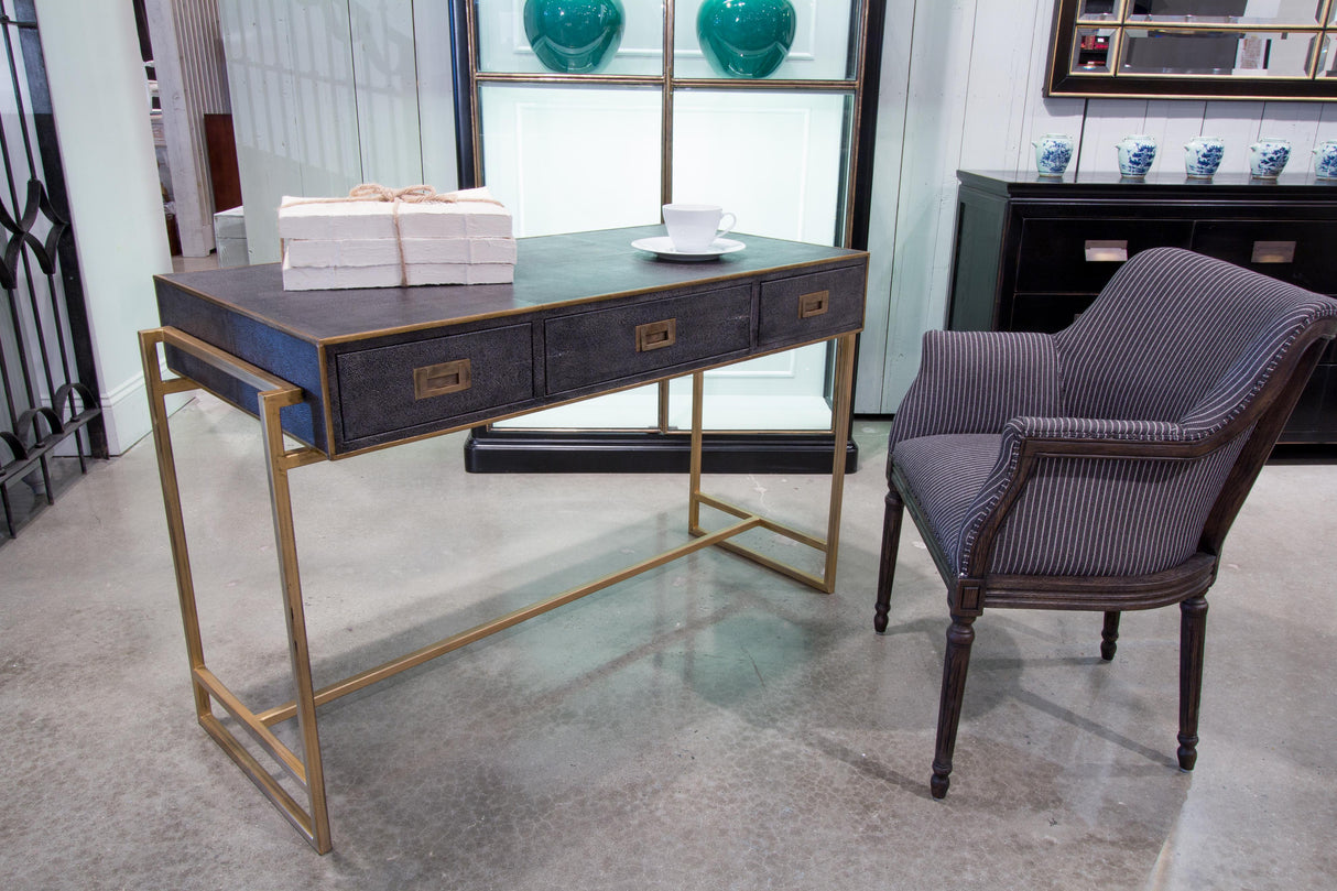 Sarreid Grey Leather Shagreen Desk