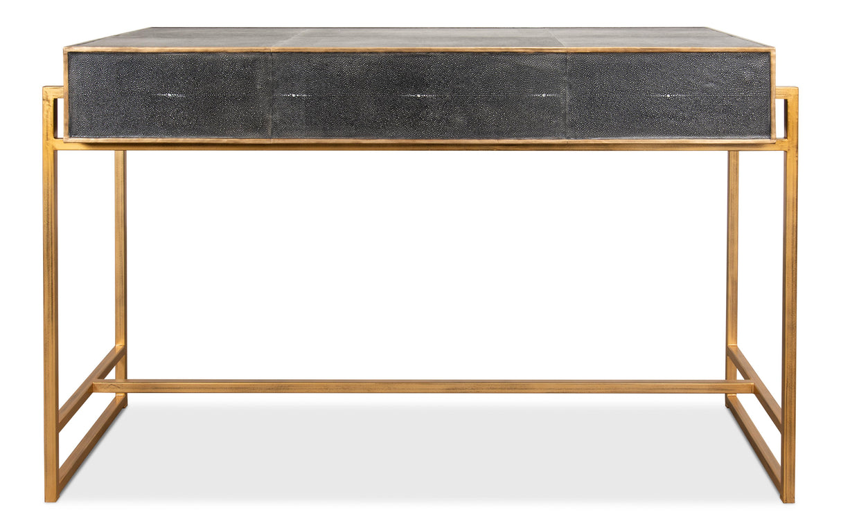 Sarreid Grey Leather Shagreen Desk