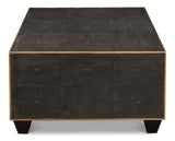 Sarreid Grey Leather Shagreen Cocktail Table