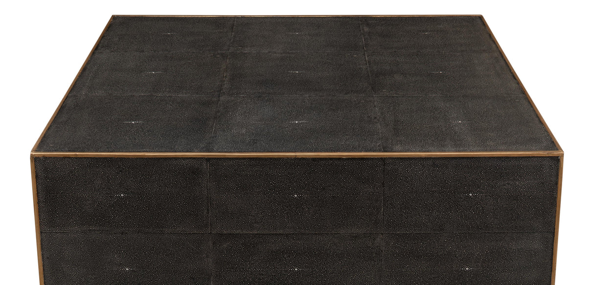 Sarreid Grey Leather Shagreen Cocktail Table