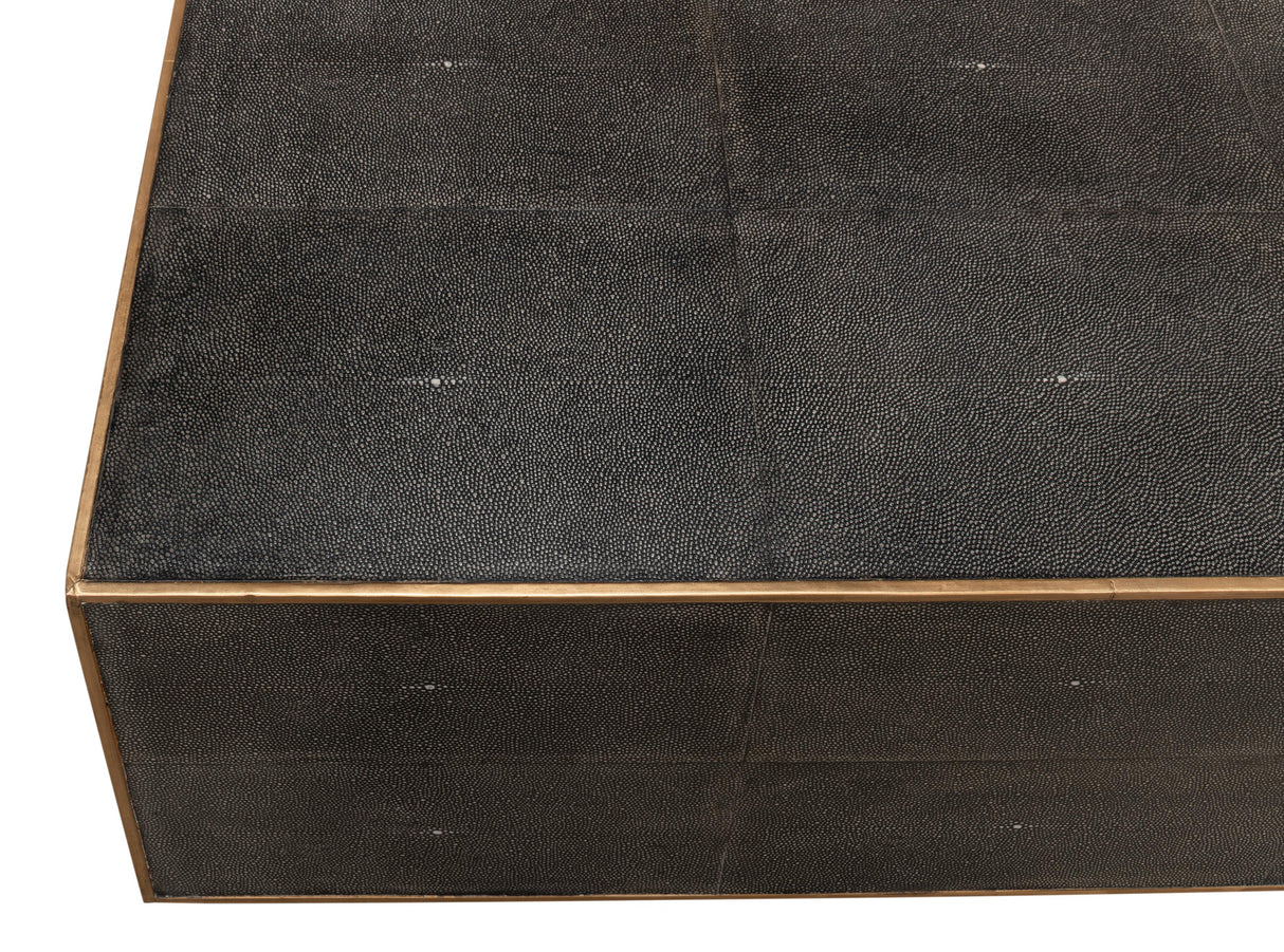 Sarreid Grey Leather Shagreen Cocktail Table