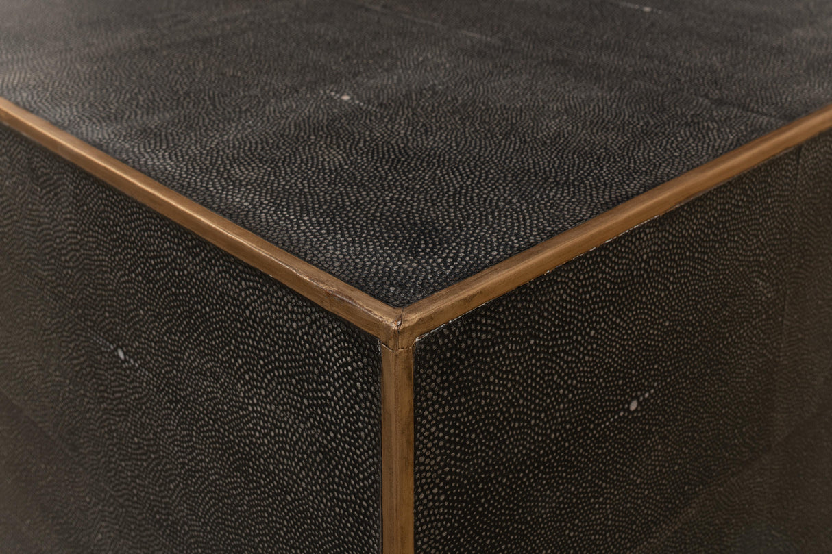 Sarreid Grey Leather Shagreen Cocktail Table