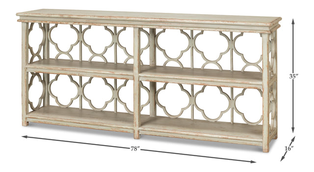 Sarreid Quatrefoil Bookshelf Console Table