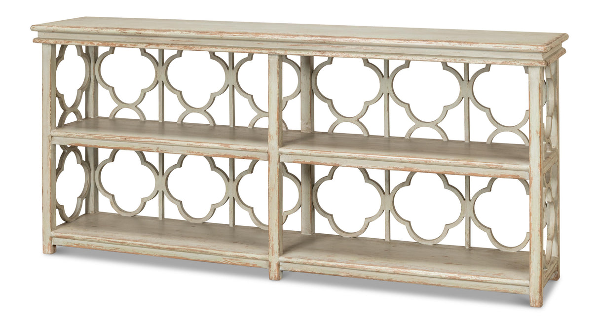 Sarreid Quatrefoil Bookshelf Console Table
