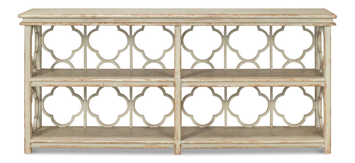 Sarreid Quatrefoil Bookshelf Console Table