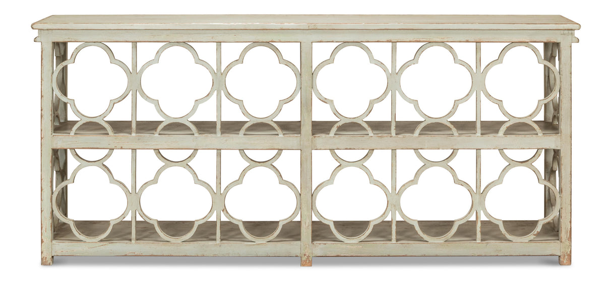 Sarreid Quatrefoil Bookshelf Console Table