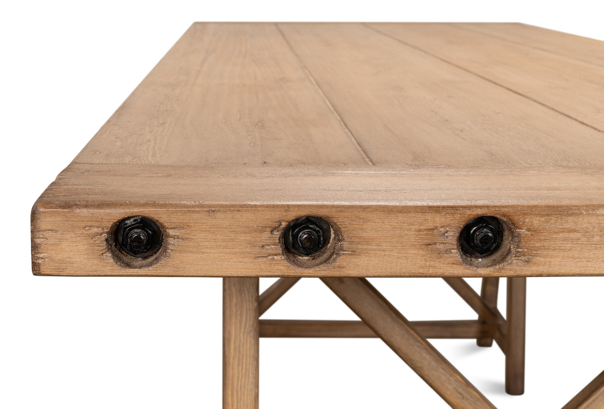 Sarreid Sawhorse Desk  Natural Polished Old Pine