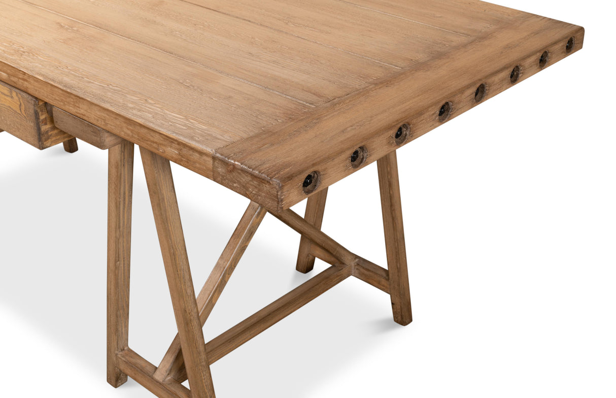 Sarreid Sawhorse Desk  Natural Polished Old Pine