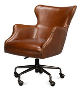 Sarreid Andrew Jackson Desk Chair Havana Leather