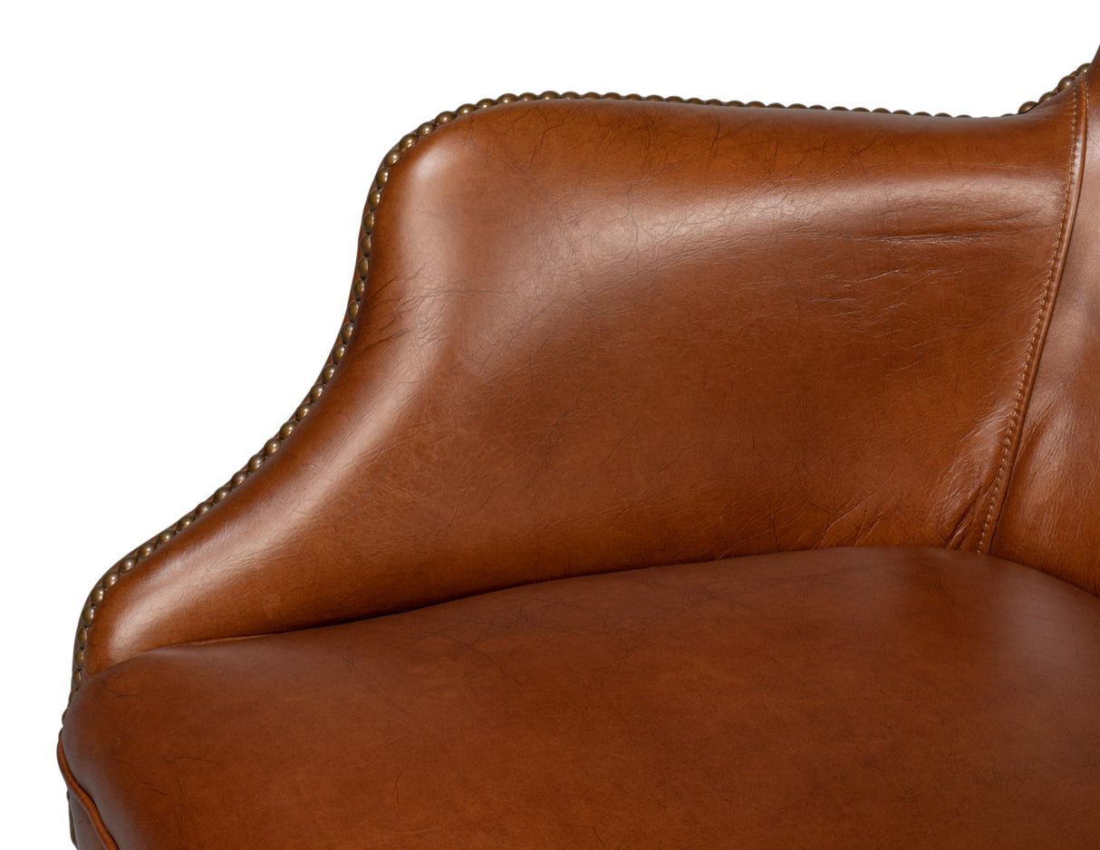 Sarreid Andrew Jackson Desk Chair Havana Leather
