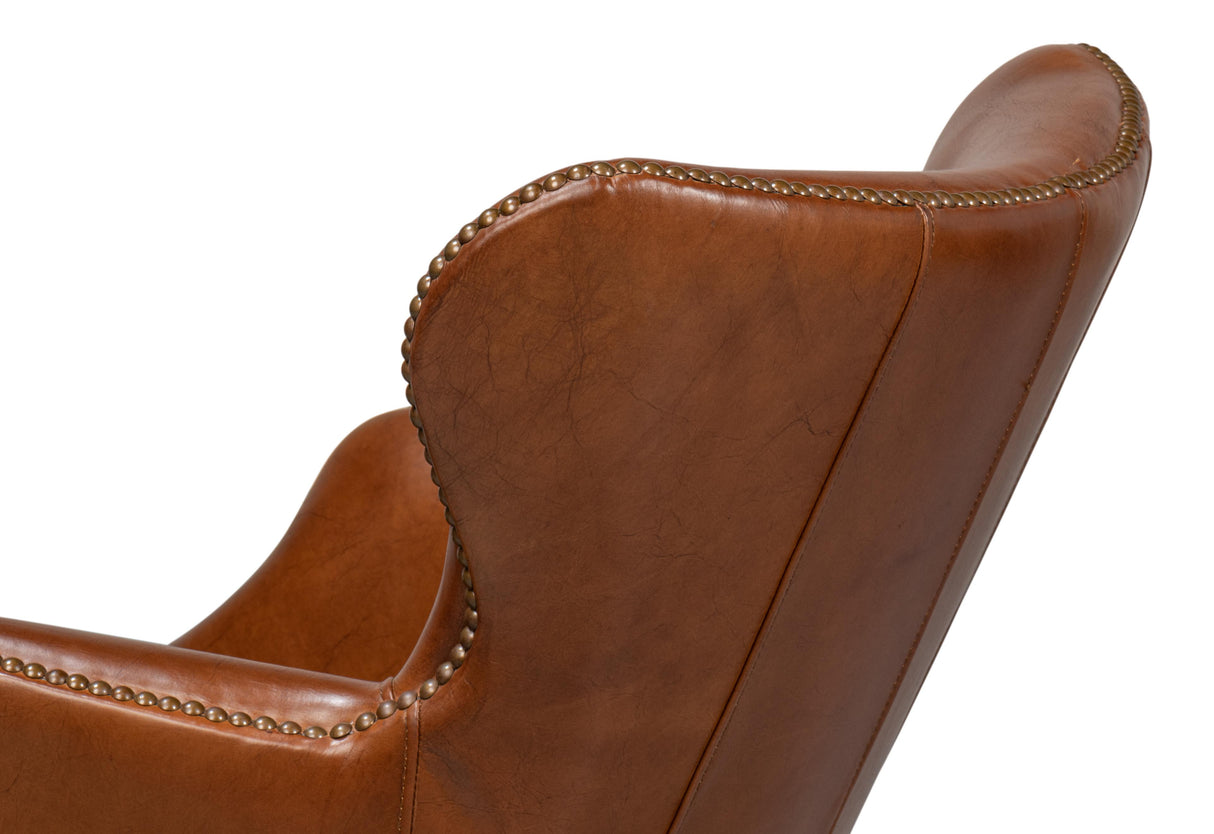 Sarreid Andrew Jackson Desk Chair Havana Leather