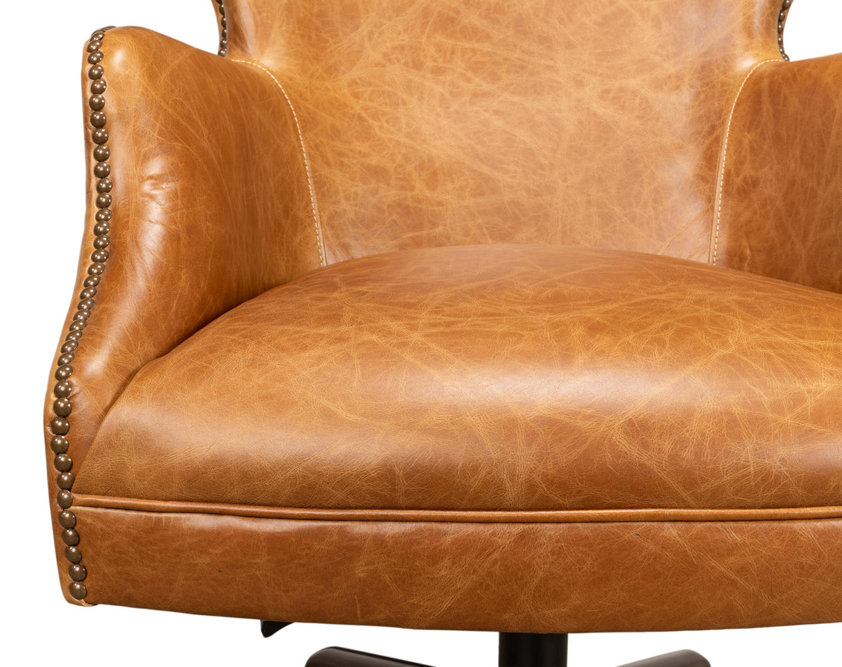 Sarreid Andrew Jackson Desk Chair  Cuba Brown
