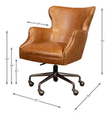 Sarreid Andrew Jackson Desk Chair  Cuba Brown