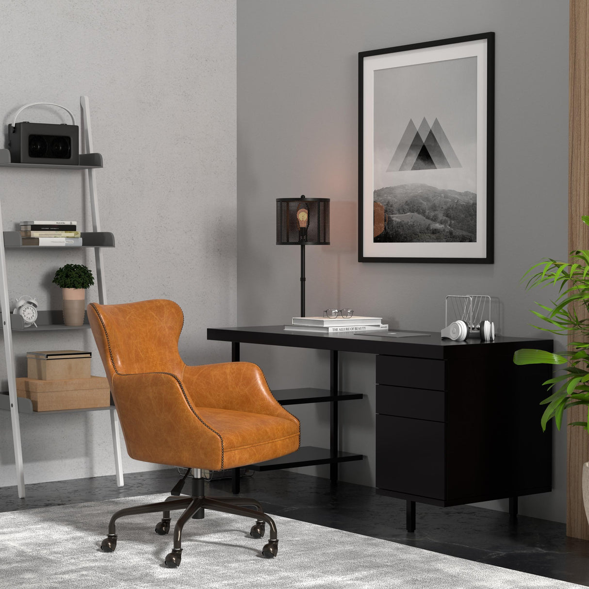 Sarreid Andrew Jackson Desk Chair  Cuba Brown