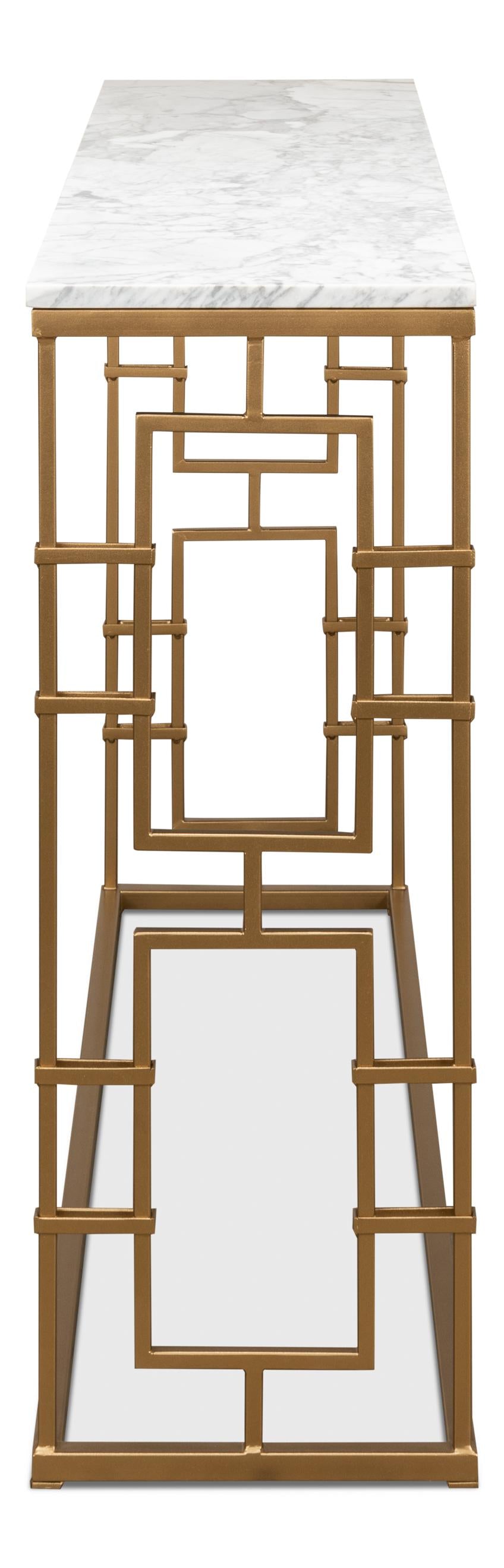 Sarreid Brass Gate Console Table