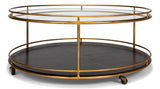 Sarreid Trolley Round Cocktail Table