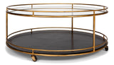 Sarreid Trolley Round Cocktail Table