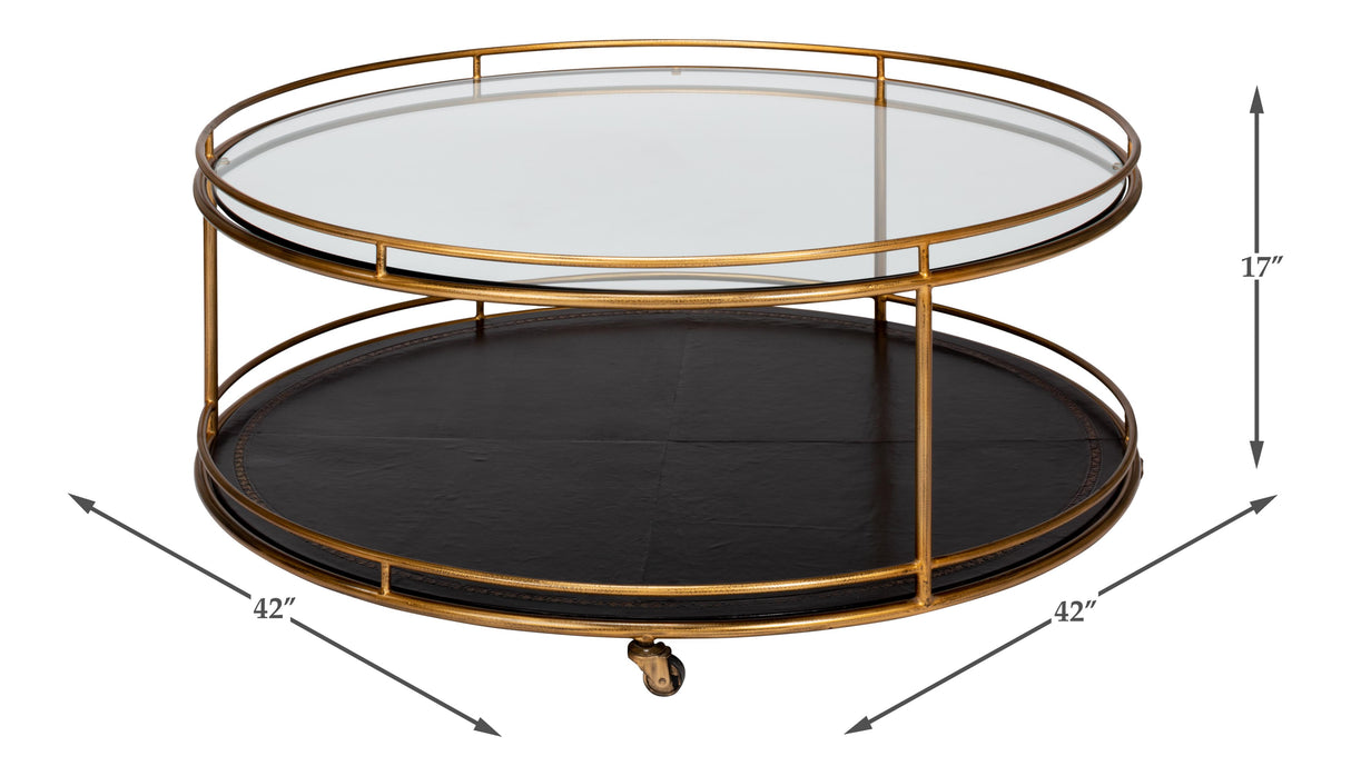 Sarreid Trolley Round Cocktail Table