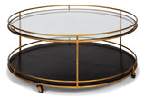 Sarreid Trolley Round Cocktail Table