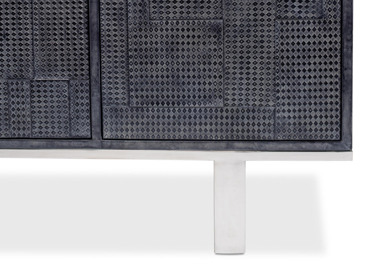Sarreid Bronzini Credenza  Embossed Blue/Grey