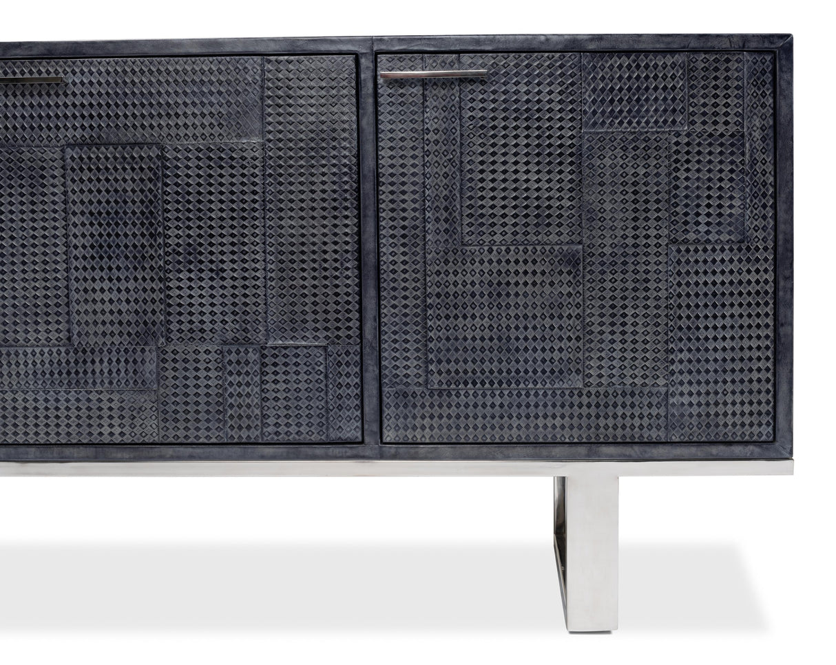 Sarreid Bronzini Credenza  Embossed Blue/Grey