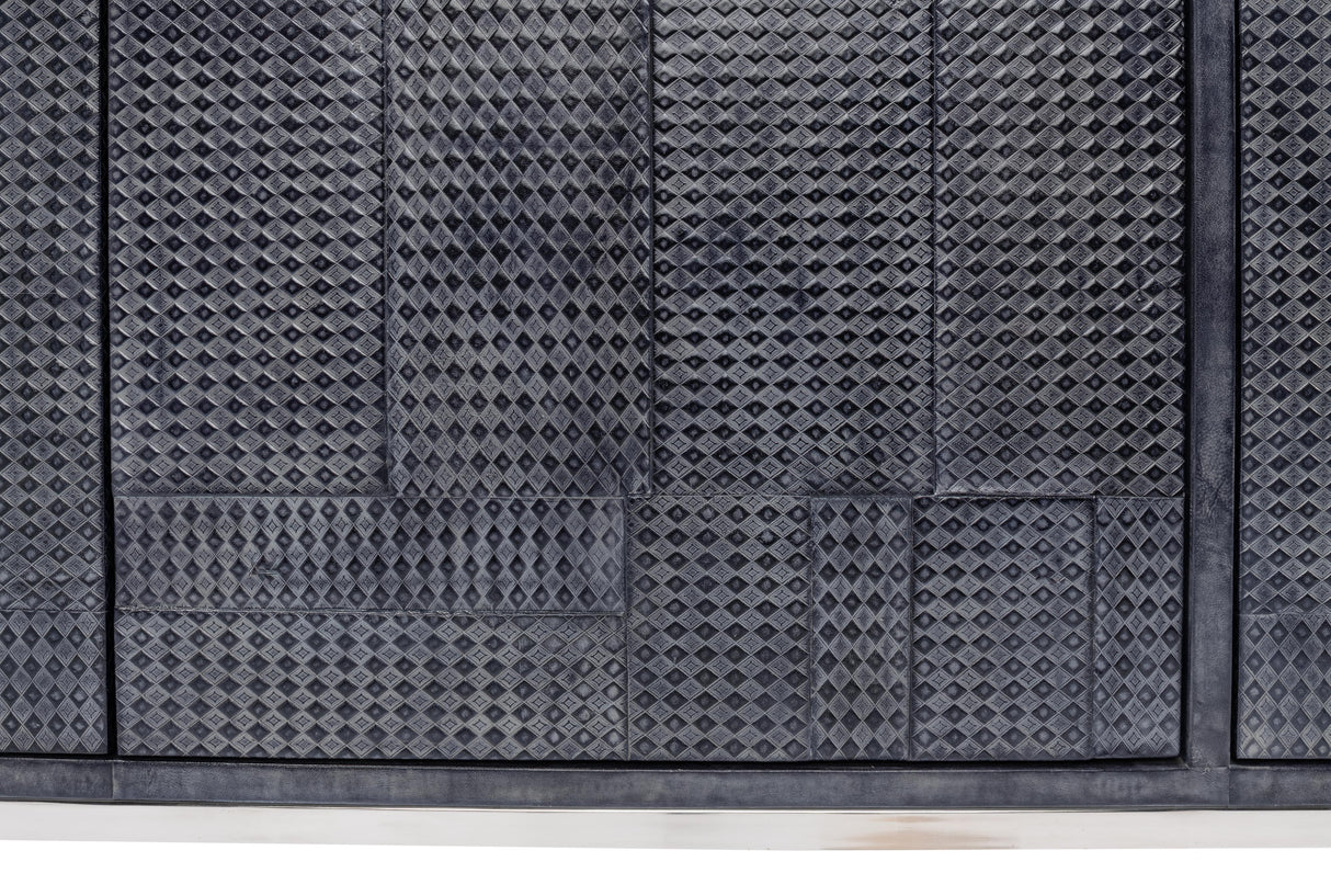 Sarreid Bronzini Credenza  Embossed Blue/Grey