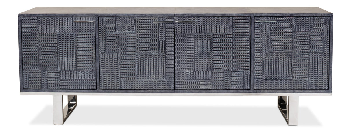 Sarreid Bronzini Credenza  Embossed Blue/Grey