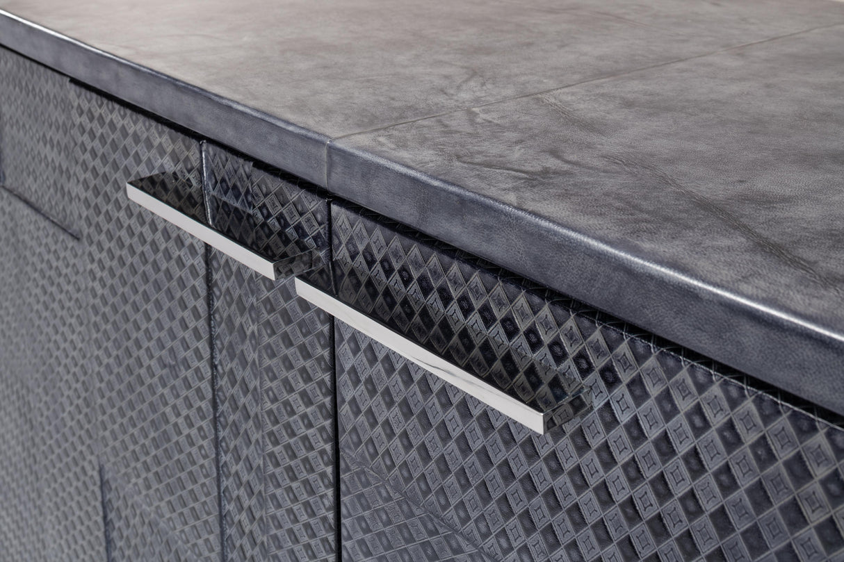 Sarreid Bronzini Credenza  Embossed Blue/Grey