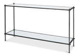 Sarreid Hand Chased Iron Console Tble  Glass Top