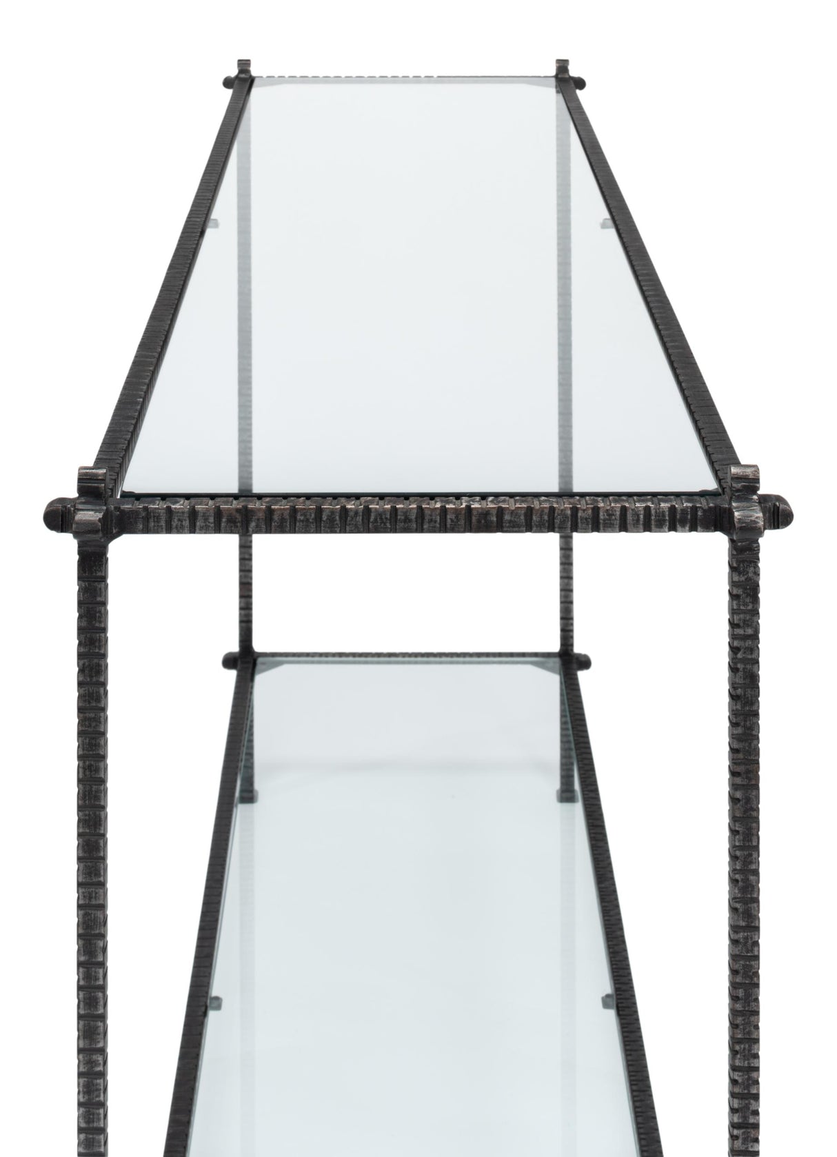 Sarreid Hand Chased Iron Console Tble  Glass Top