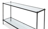 Sarreid Hand Chased Iron Console Tble  Glass Top