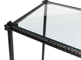 Sarreid Hand Chased Iron Console Tble  Glass Top