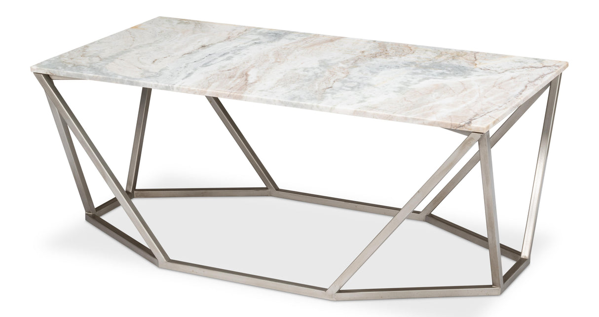 Sarreid Trapezoid Coffee Table  Marble Top