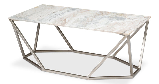 Sarreid Trapezoid Coffee Table  Marble Top