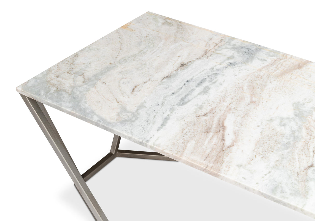 Sarreid Trapezoid Coffee Table  Marble Top