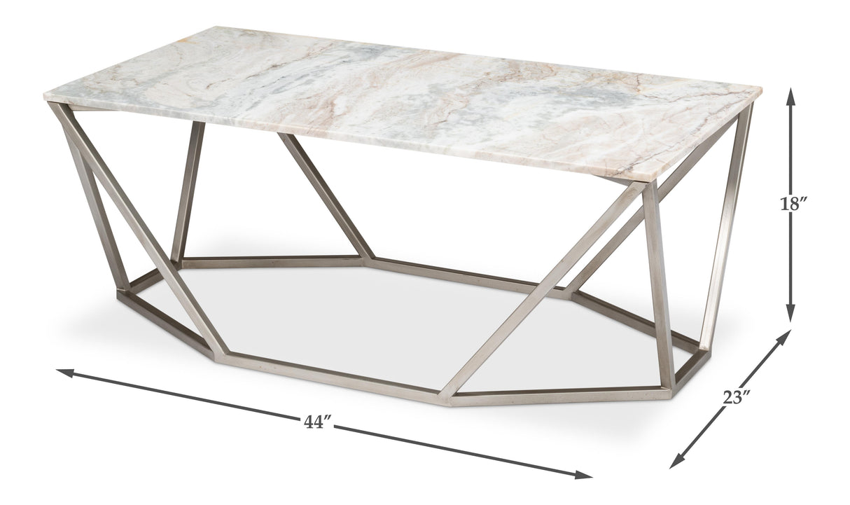 Sarreid Trapezoid Coffee Table  Marble Top