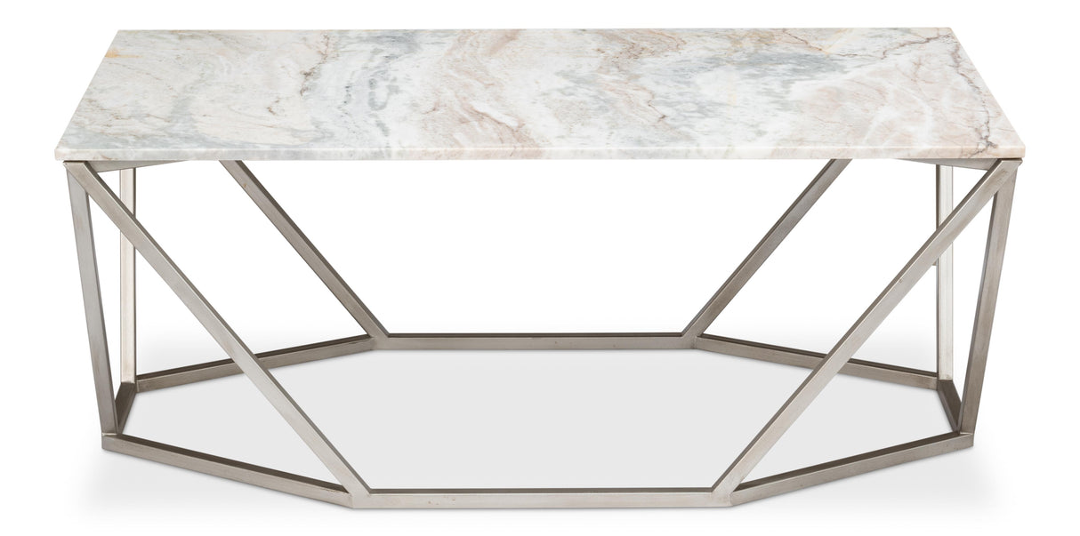Sarreid Trapezoid Coffee Table  Marble Top
