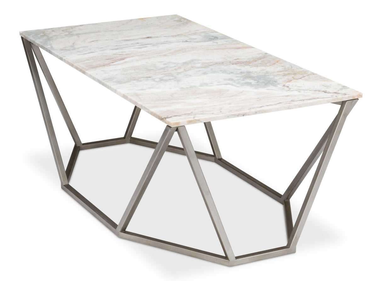 Sarreid Trapezoid Coffee Table  Marble Top