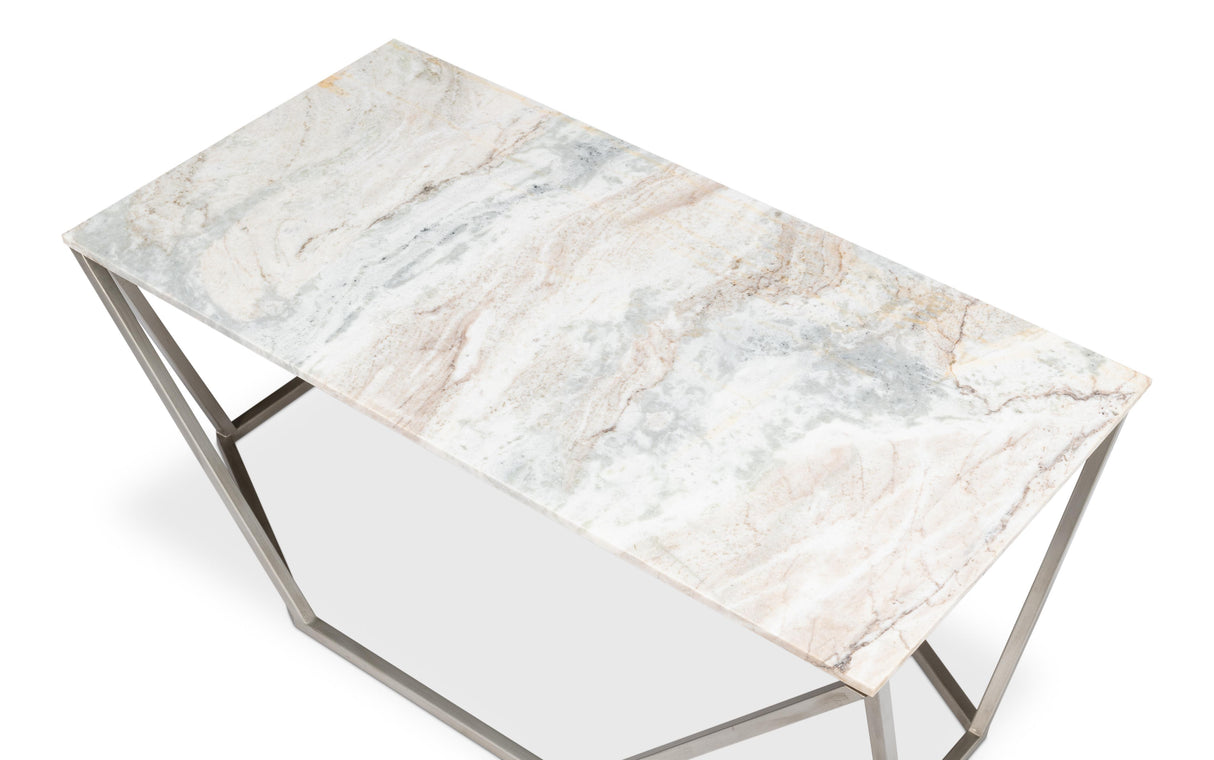 Sarreid Trapezoid Coffee Table  Marble Top