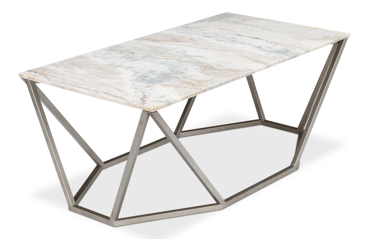 Sarreid Trapezoid Coffee Table  Marble Top