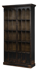 Sarreid Edgar Allan Glass Bookcase Antique Black