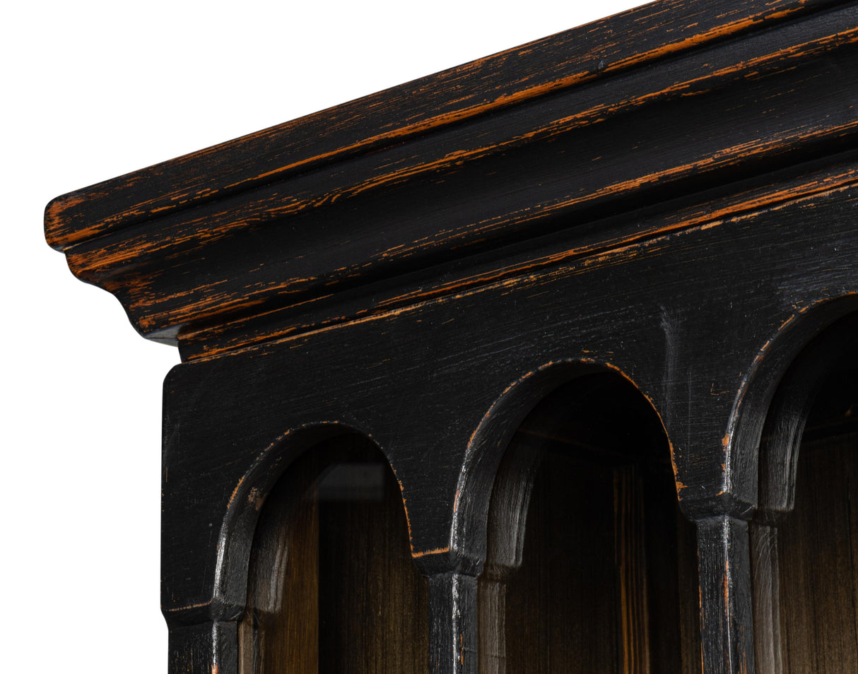 Sarreid Edgar Allan Glass Bookcase Antique Black