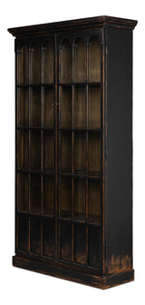 Sarreid Edgar Allan Glass Bookcase Antique Black