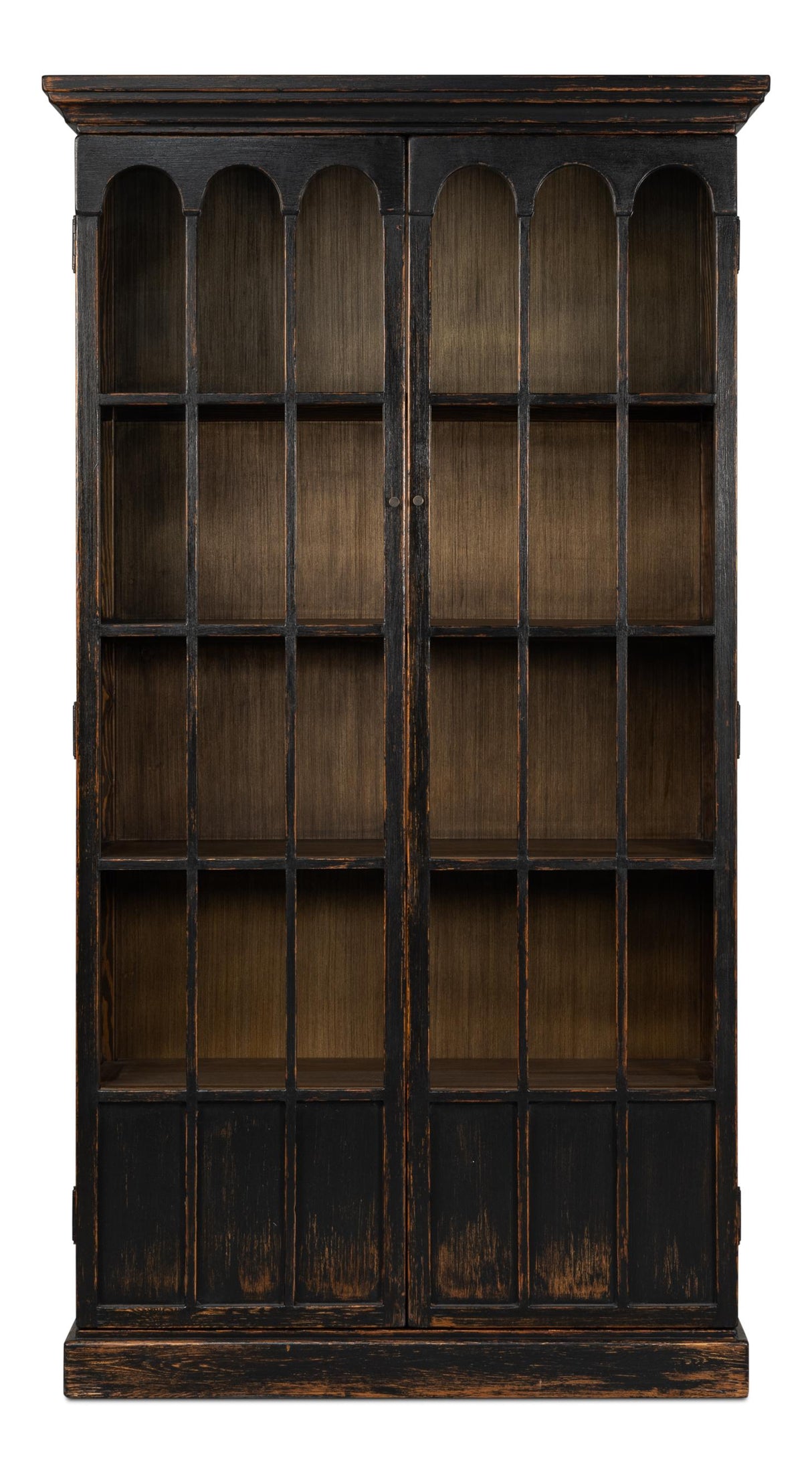 Sarreid Edgar Allan Glass Bookcase Antique Black
