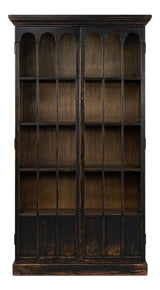 Sarreid Edgar Allan Glass Bookcase Antique Black
